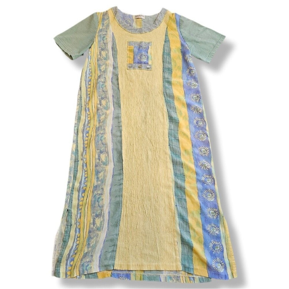Naturally Yours Hawaii Vintage Patchwork Pastel Dress L Cottagecore Easter Beach